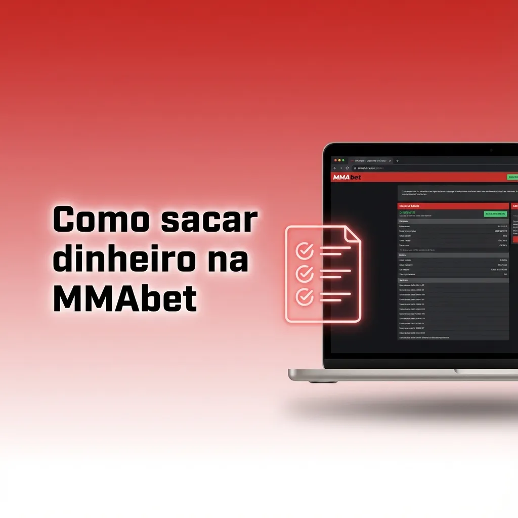 Ilustração passo a passo de como sacar dinheiro na MMAbet Brasil, com ícones de conta, saque e métodos de pagamento