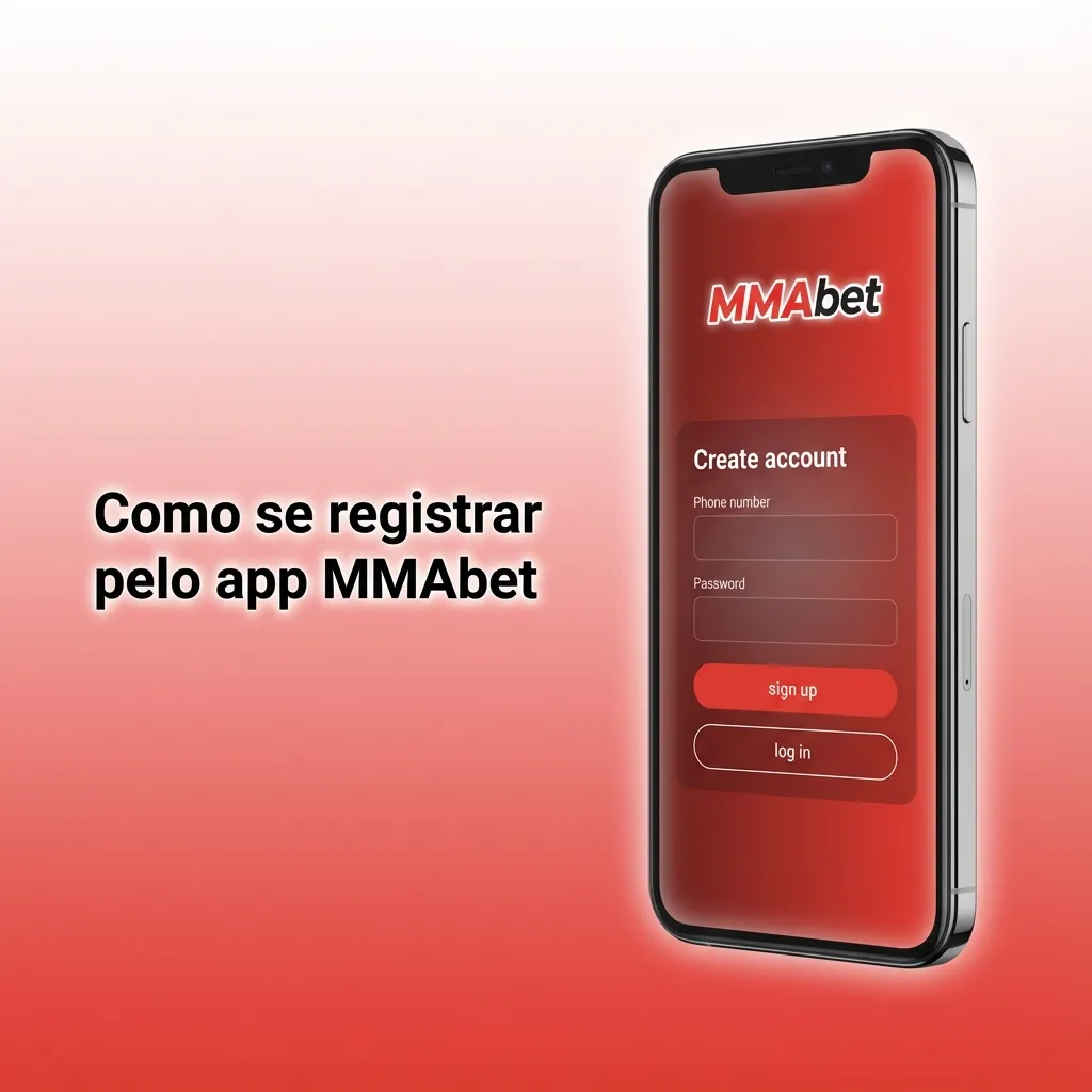 Tela do app MMAbet em smartphone exibindo passo a passo do fluxo de registro de nova conta