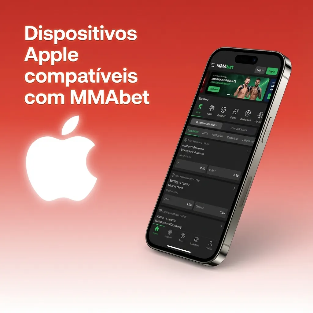 Tela com lista de iPhones, iPads e iPod touch compatíveis com o app MMAbet em iOS 12 ou superior