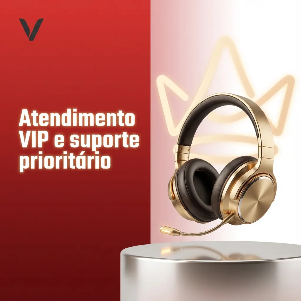 Ilustração de jogador VIP recebendo atendimento prioritário em vários canais, com gerente dedicado e suporte exclusivo