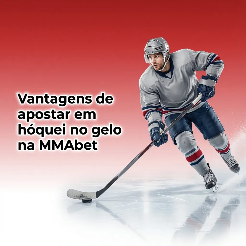 Banner da MMAbet destacando vantagens de apostar em hóquei no gelo para brasileiros, com ícones de ligas e recursos de apostas