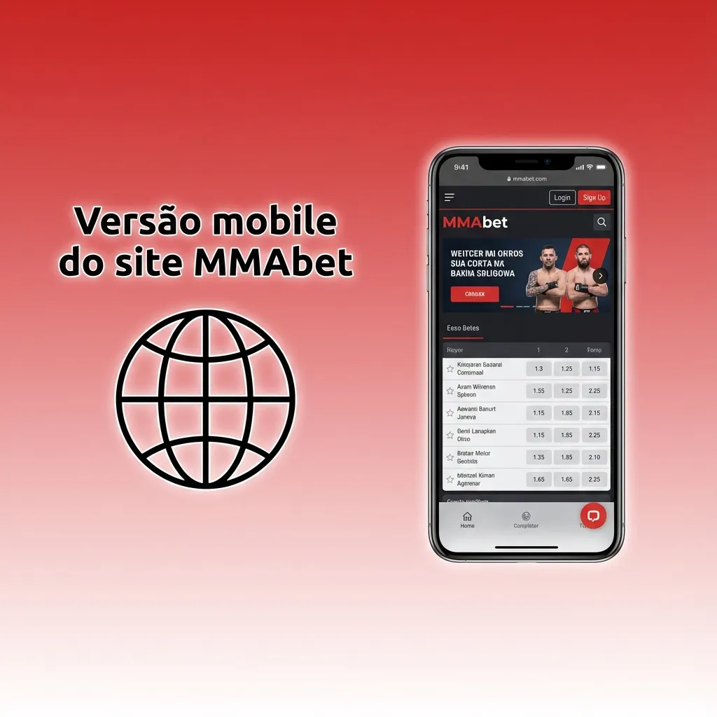 Tela do site MMAbet em versão mobile mostrando apostas esportivas, cassino e menus otimizados para uso com uma mão